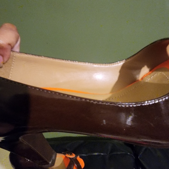 Chocolate Brown with Orange Detail Mariana By Golc Heels - Picture 7 of 9